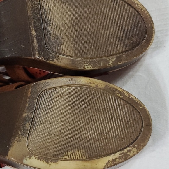 C Comfort Womens Faux Brown Leather Heeled Sandals Strappy Zips Ankle Strap Sz 8 - Picture 13 of 15